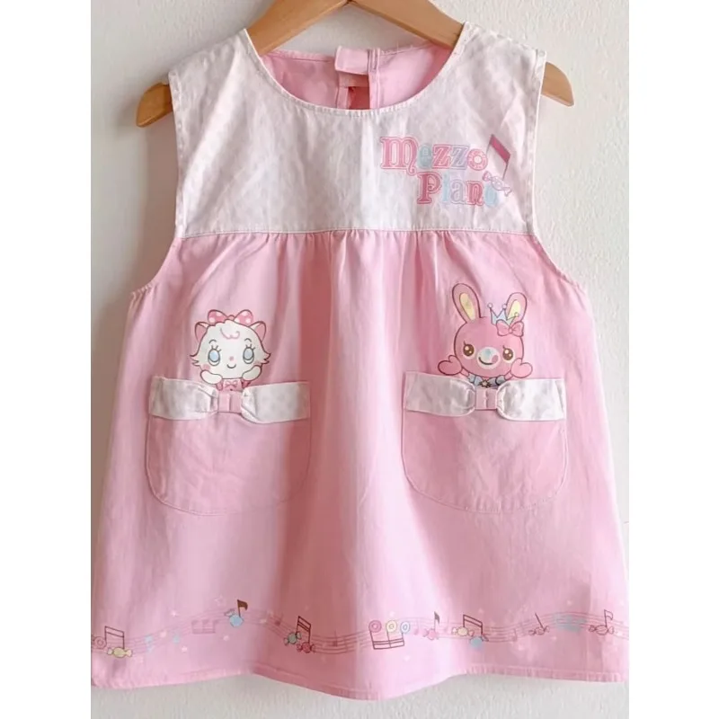 

Summer Kawaii Sweet Pink Vest Japanese Cute Cartoon Print Sleeveless Tees Y2K Aesthetic Patchwork Tank Tops Girls Chic Clothing