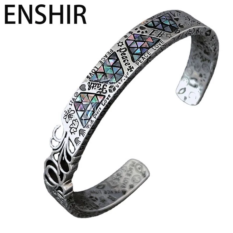 ENSHIR Graffiti Totem Open Bangle For Women Men Light Luxury Minority Wish Unique Jewelry Gifts