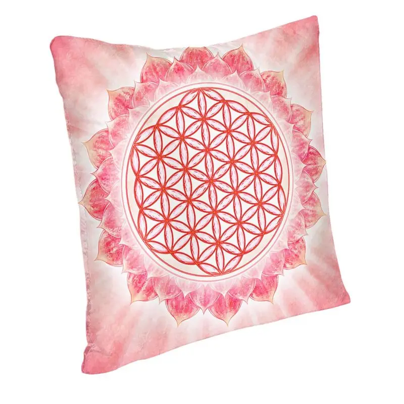 Elegant Pink Flower Of Life Cushion Cover Sacred Geometry Mandala Throw Pillow Case for Sofa Pillowcase Living Room Decoration