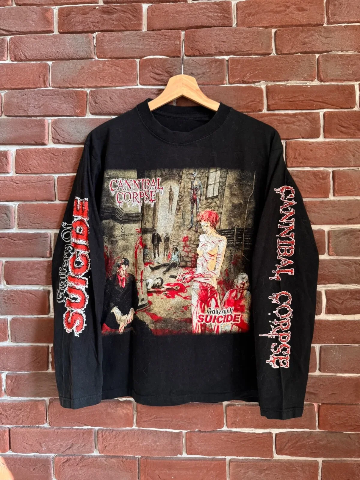 Редкая футболка с длинными рукавами Cannibal Corpse Gallery 90-х годов Death Metal Band, черная Редкая футболка с длинными рукавами Cannibal Corpse Gallery 90-х годов Death Metal Band, черная