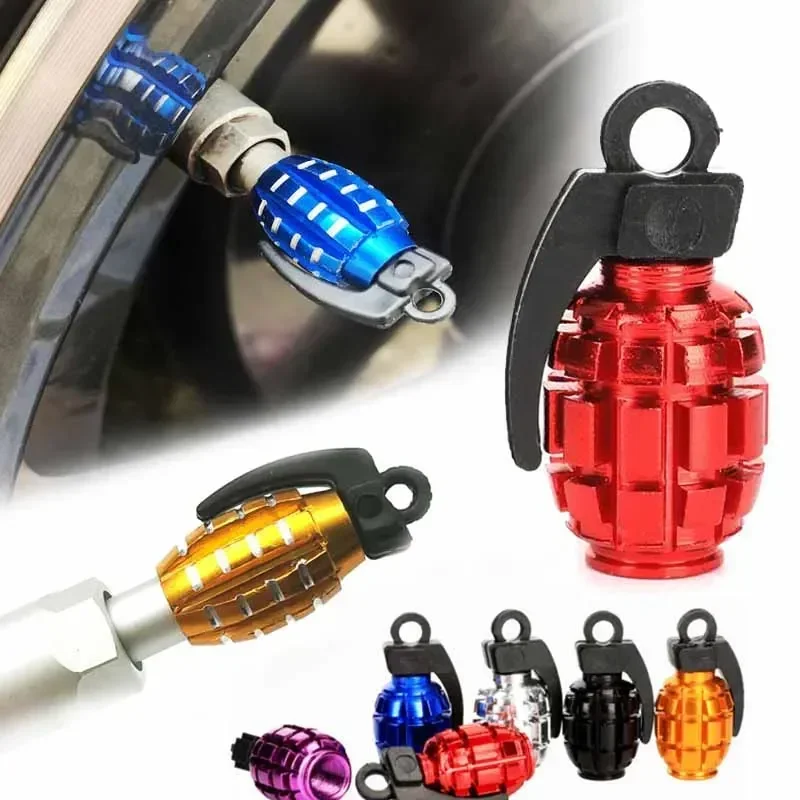

4pcs Car Tire Valve Cap Aluminum Grenade Tyre Valve Stems Cover Air Dust Caps Tire Valve Truck Bike Wheel Rim Valve Stem Caps