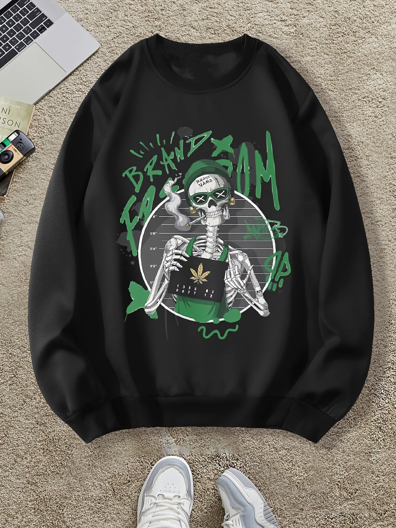 

Осень и зима с забавным рисунком черепа, мужская и женская спортивная одежда с длинными рукавами, повседневная свободная уличная толстовка