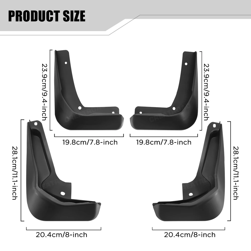 Custom Fit 4PCS Mud Flaps for Ford Focus Hatchback 2012 2013 2014 2015 2016 2017 2018 No Drilling Splash Guards Fender