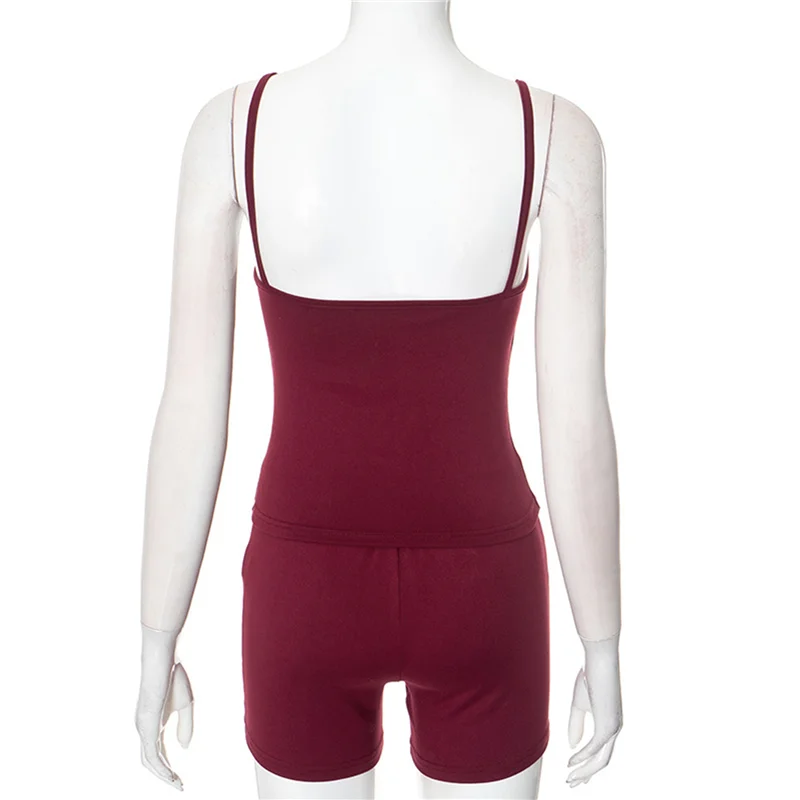 A83F-Conjunto de salón de 2 piezas para mujer, conjunto de pantalones cortos, camiseta sin mangas