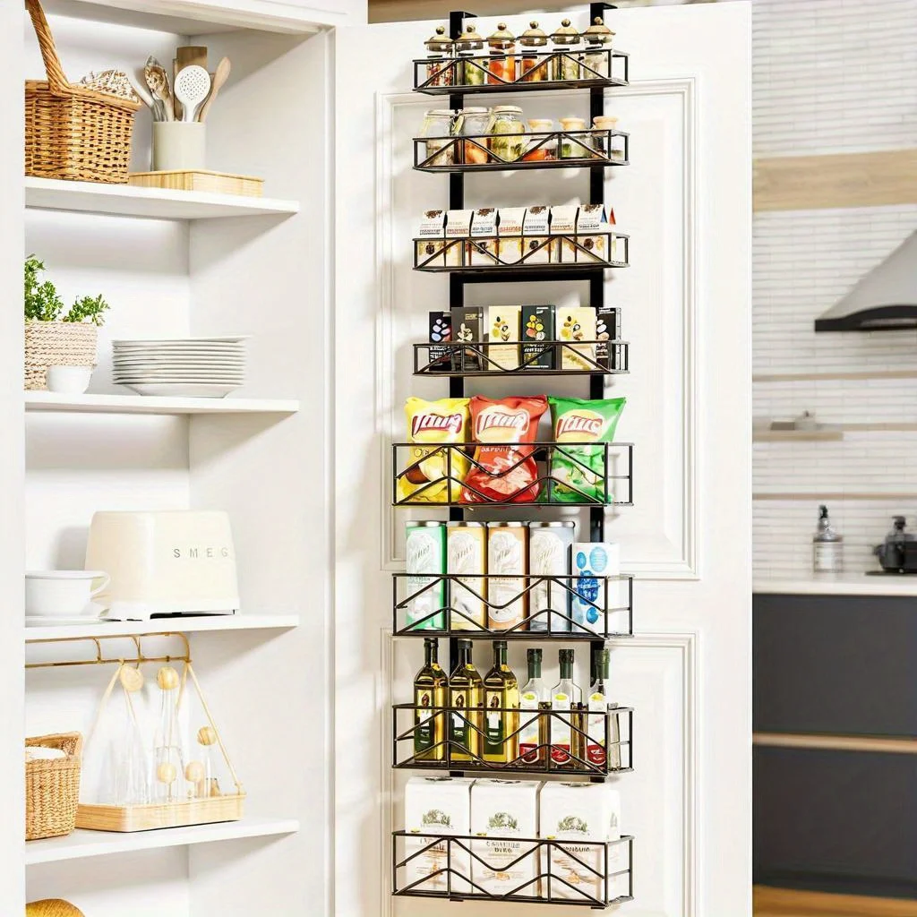 

8-Tier Over Door Pantry Organizer - Metal Pantry Organization and Storage with 8 Adjustable Baskets