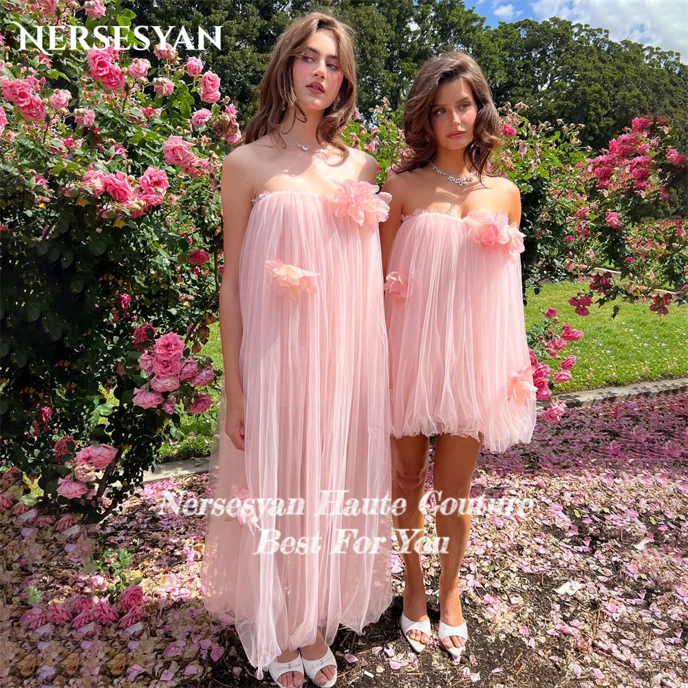 Eleganckie, różowe sukienki na studniówkę Nersesyan, z odkrytymi ramionami, bez pleców, sukienki na powrót do domu, bez rękawów, suknie na studniówkę, szyte na miarę.