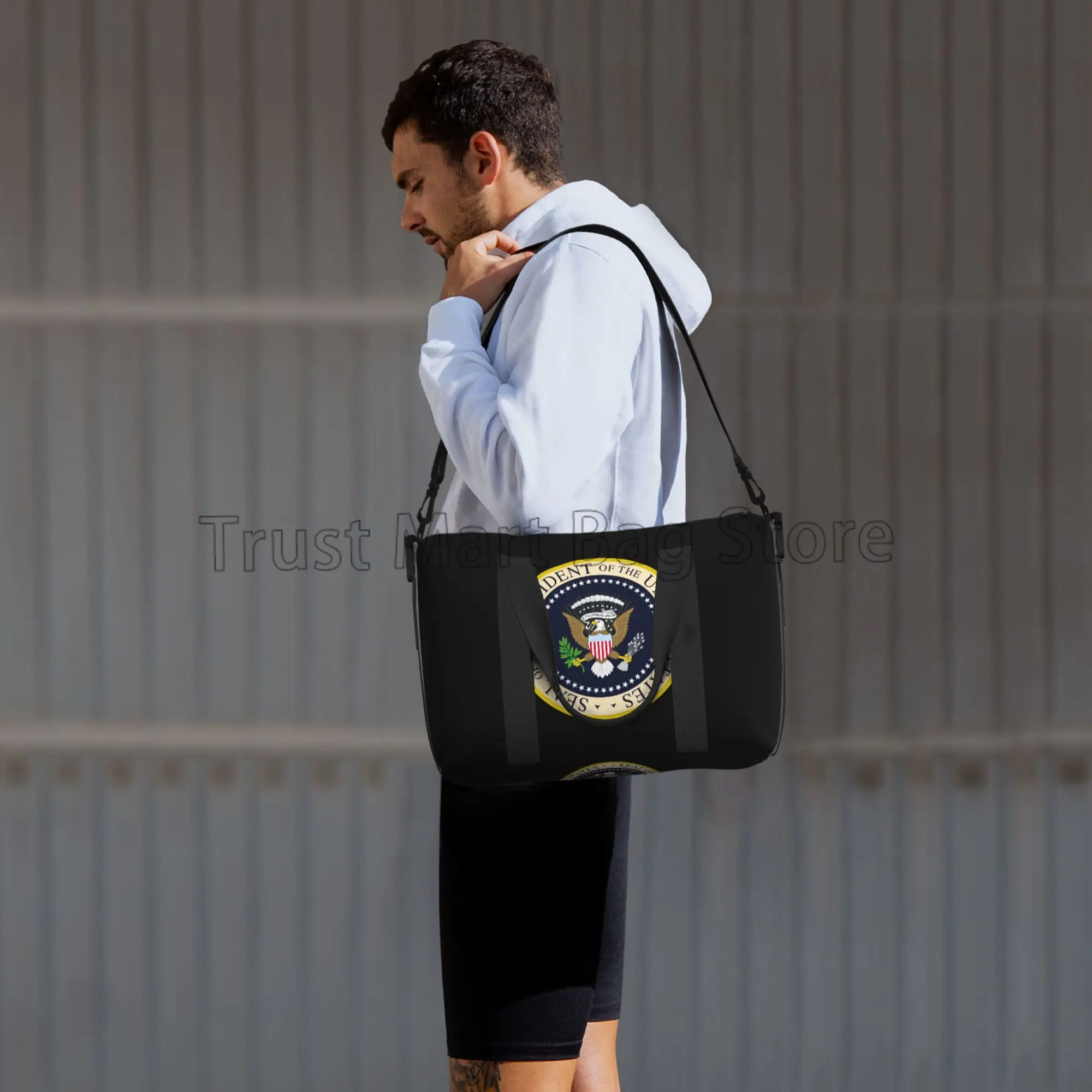 Bolsa de viaje con estampado de sello del Presidente de los Estados Unidos, bolsa de viaje personalizada Unisex, bolsa de Weekender, bolsas de mano deportivas para Yoga y gimnasio