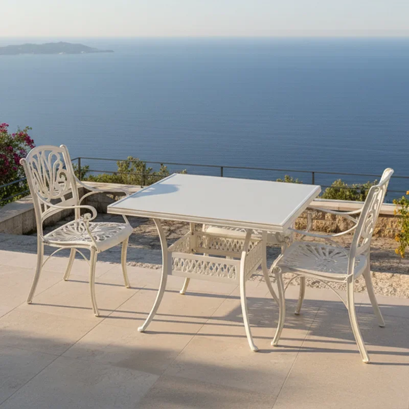 Outdoor leisure table and chair combination Heavy-duty cast aluminum Elizabeth chair Disassembly and assembly design Courtyard