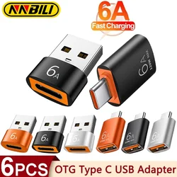 NNBILI 6A USB 3.0 Type C OTG Adapter Fast Charging Type C Male To USB Female Converter For Xiaomi Samsung Laptop OTG Connector
