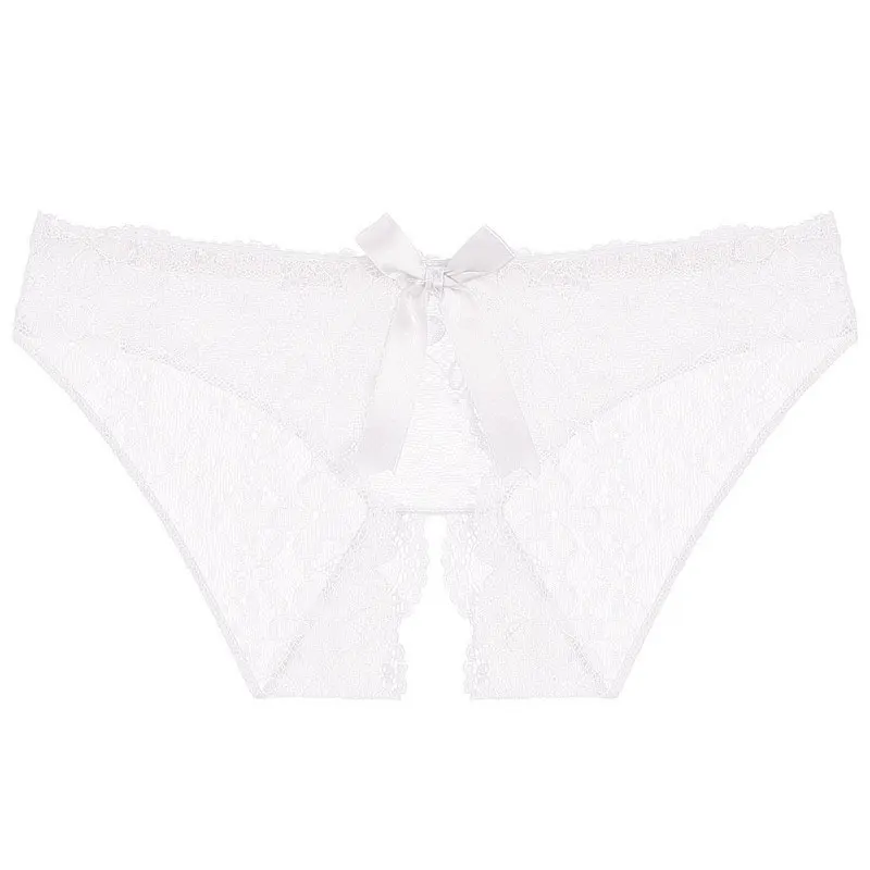 Women Sexy Opening Crotch Panties Bow Lace Crotchless Briefs for Sex Underwear Underpants Erotic Lingerie With Access