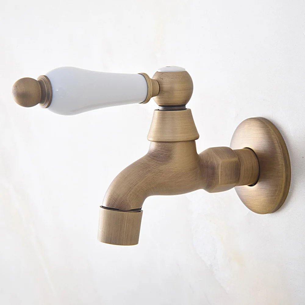 Antique Brass Wall Mount Cold Water Basin Faucet Outdoor Garden Faucet Bathroom Mop Pool Taps Bibcocks zav317