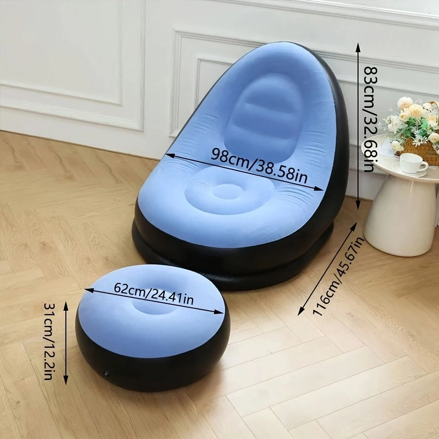 1pc Foldable recliner, inflatable sofa footstool combination for travel and vacation, office lounge chair, perfect pool decor image 5