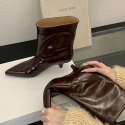 Eilyken 2026 Winter New Fashion Ankle Short Boots Women Pointed Toe Elegant Thin Low Heel Dress Ladies Pumps Shoes