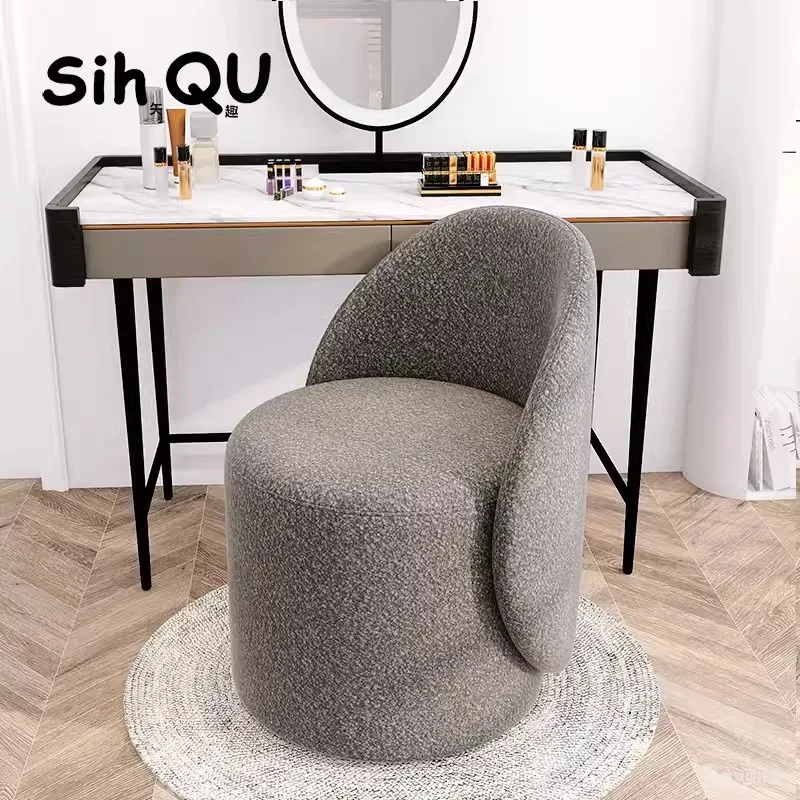 360°Rotatable Makeup Stool Shoe Changing Stool Sponge Backrest Dressing Chair Comfortable Breathable Living Room Lazy Sofa Chair