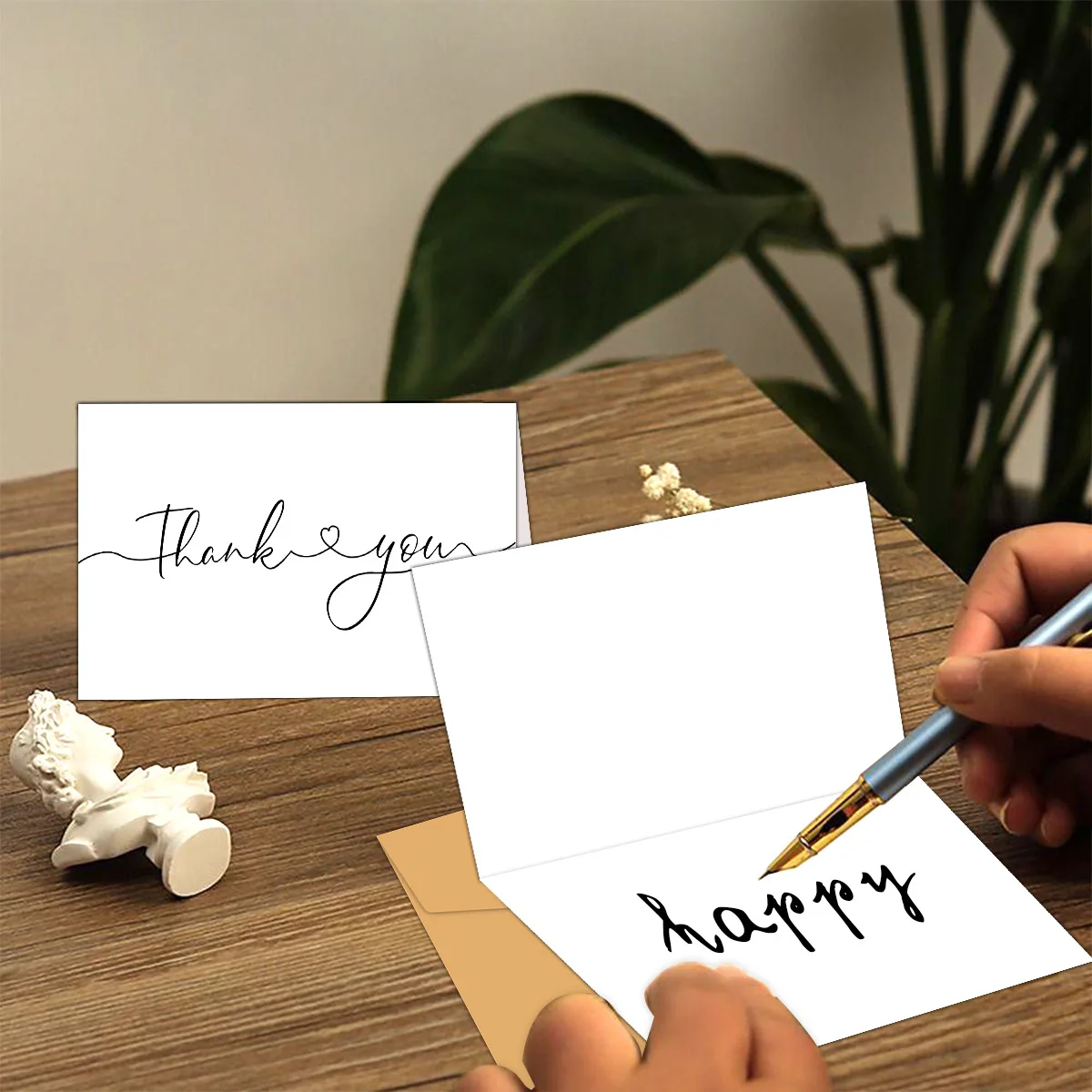  12 قطعة من بطاقات الشكر البيضاء مع مغلفات، مجموعة بطاقات تهنئة فارغة لدعوة عيد الميلاد وحفلات الزفاف وهدايا زينة الحفلات #6