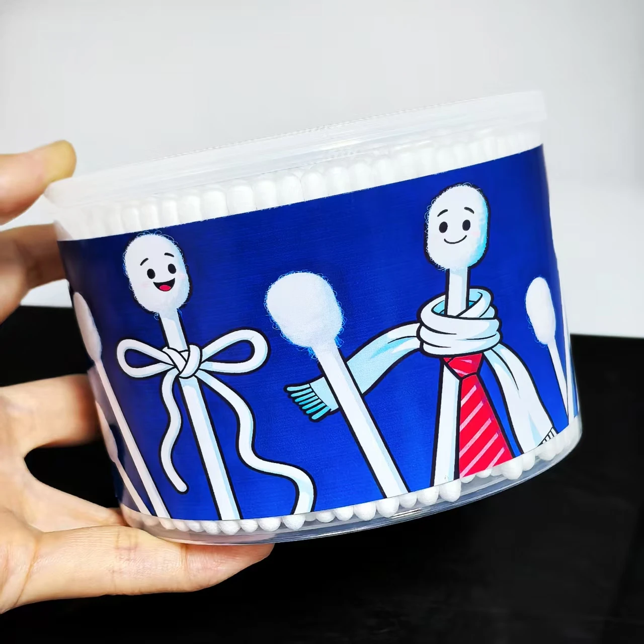 500개입 새해 복 많이 받으세요 박스 세트 창의적인 면봉, 양면 성인용 면봉, 일상 청소용 면봉