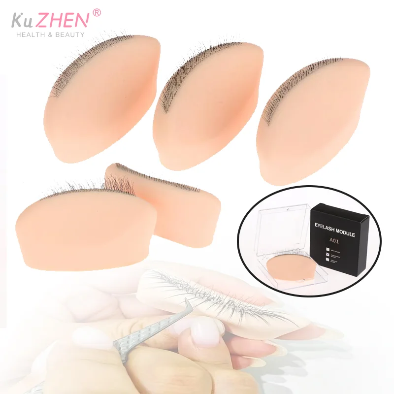 1 قطعة وحدة ممارسة الرموش نموذج سيليكون مع ملحقات رمش واقعية ، أداة تمديد الرموش للتدريب قابلة لإعادة الاستخدام #1
