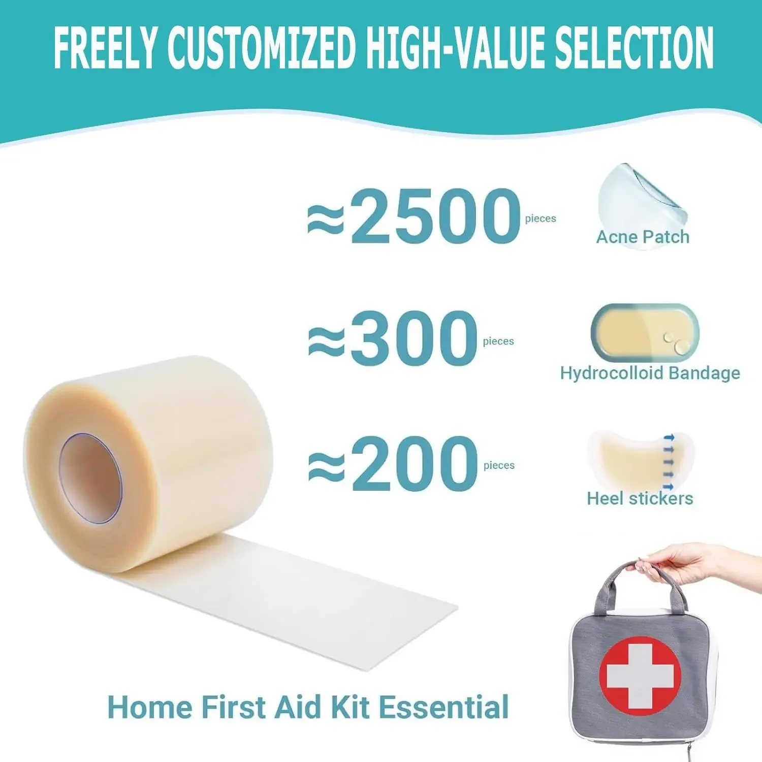 1 قطعة لفة الغروانية المائية للعناية بالجروح ضمادات التصحيح الغروانية المائية مع ضمادات قرحة السرير ذاتية اللصق ماصة للغاية للحروق