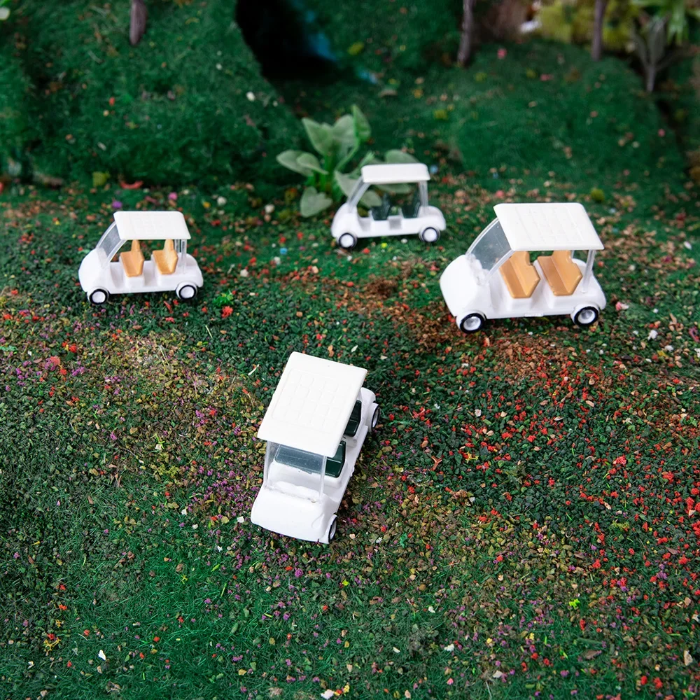 2pcs Simulation Miniature Golf Car Model 1/150-1/75 Outdoor Vehicle Plastic Toy Car Dioramas For DIY Modeling Random Colors
