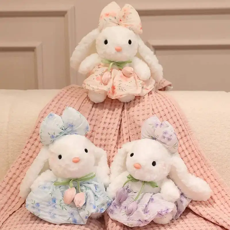Prinses Konijn Knuffels Elegante Kanten Jurk Bunny Pop Mooie Kinderen Sussen Pop Zoet Festival Cadeau Aan Vriendin