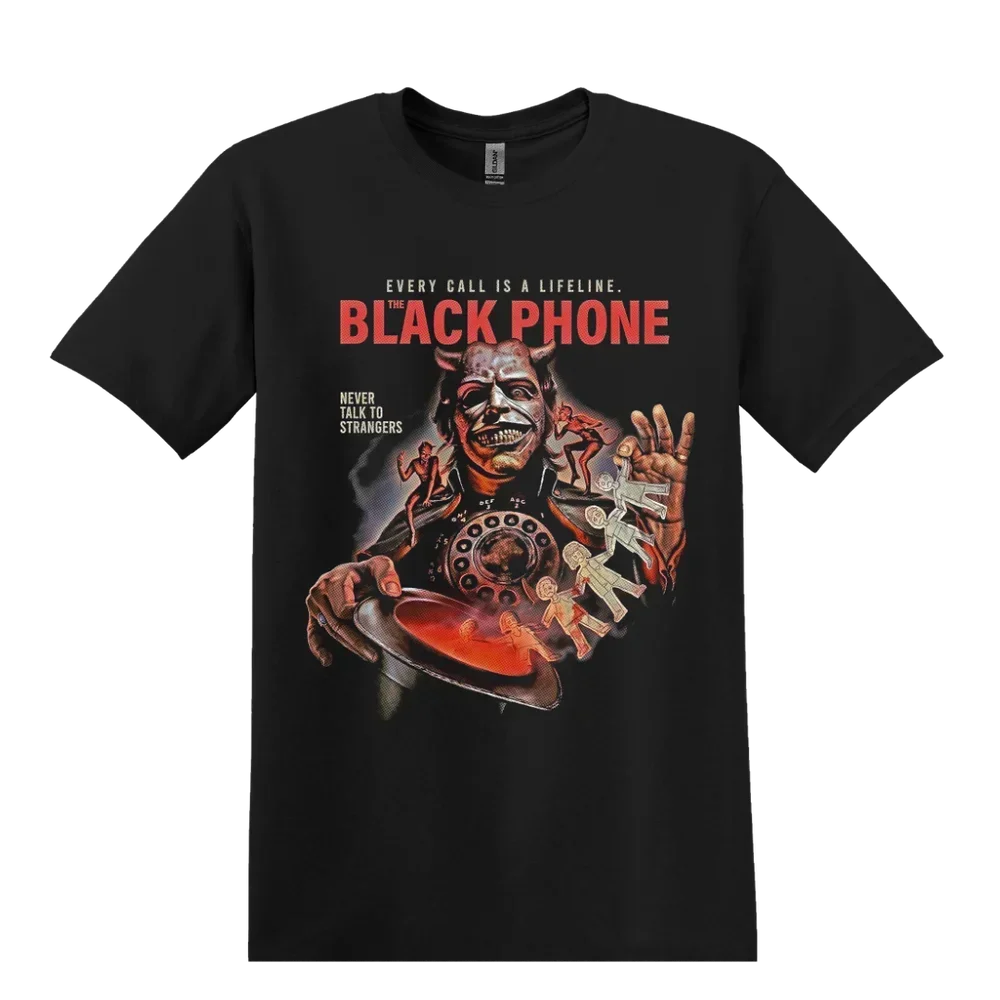 The Black Phone Never Talk To Strangers Horror Movie T-shirt Black