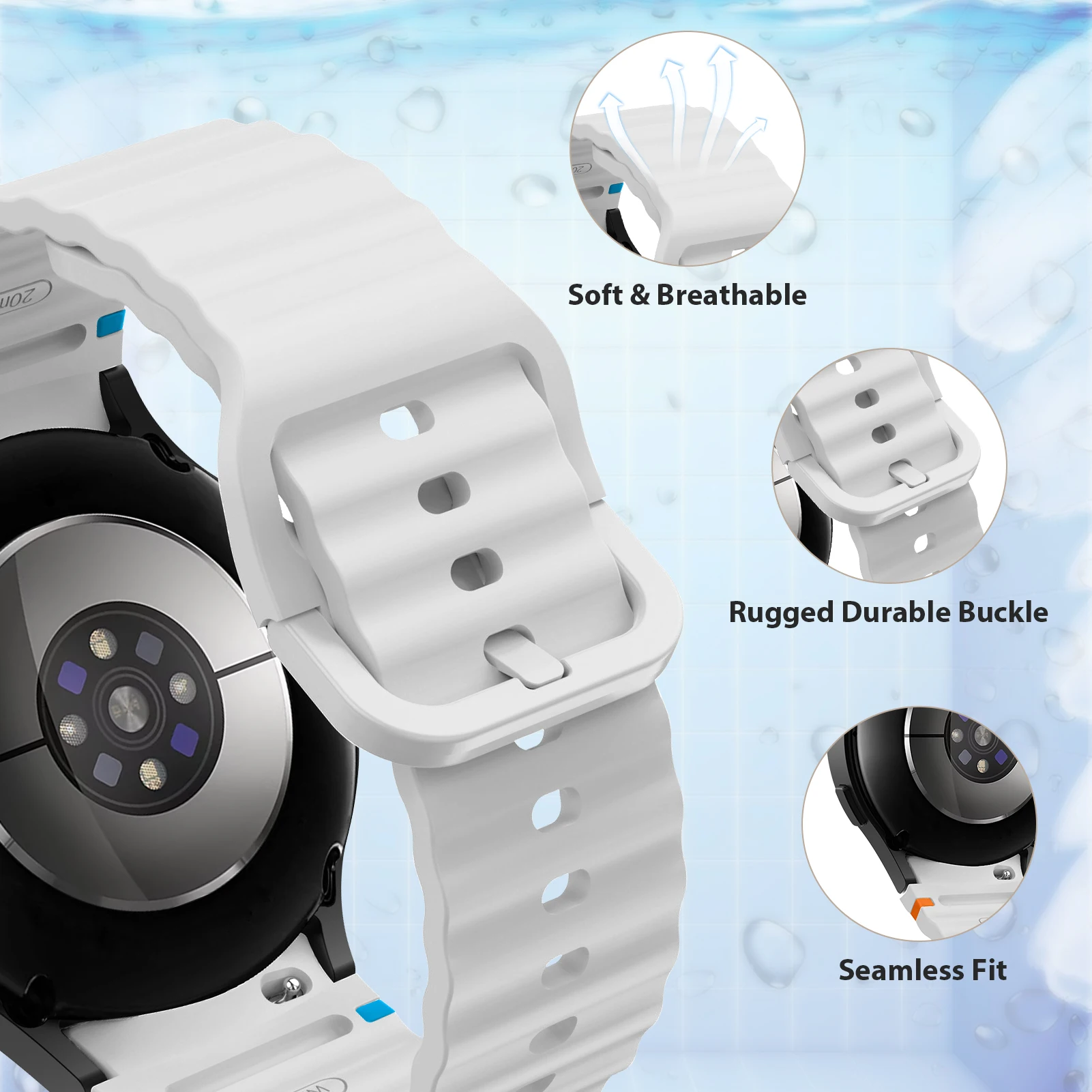 Спортивный силиконовый ремешок для Samsung Galaxy Watch 7 FE 44 мм 40 мм Браслет Galaxy Watch 4 6 Classic 5 pro Band 43 мм 47 мм 45 мм 46 мм