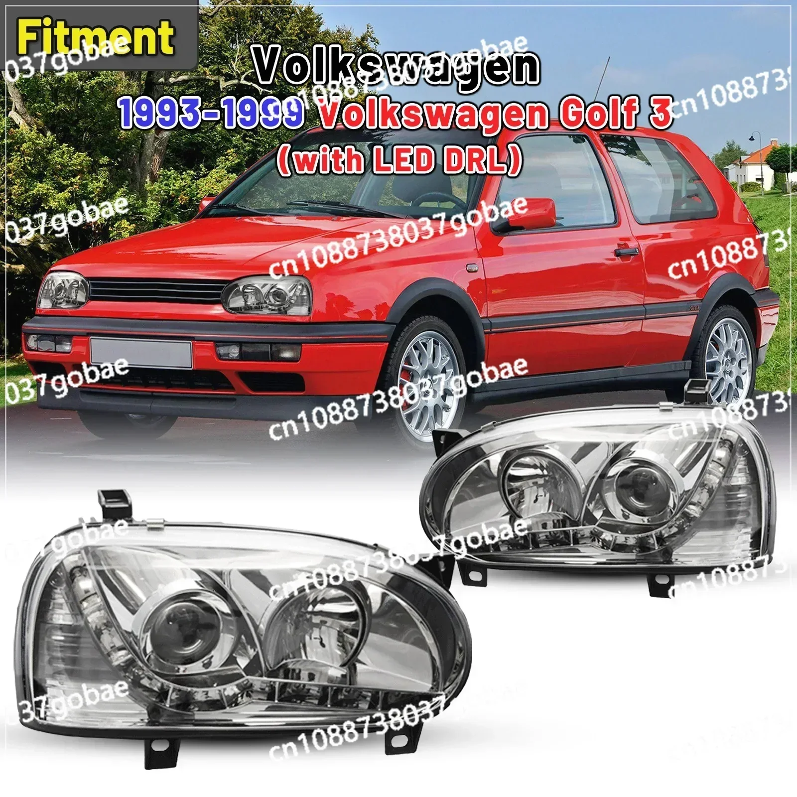 Winjet Factory Golf 3 Head Front Lamp Light Headlights for  Vw Golf 3 Mk3 1992 1993 1994 1995 1996 1997