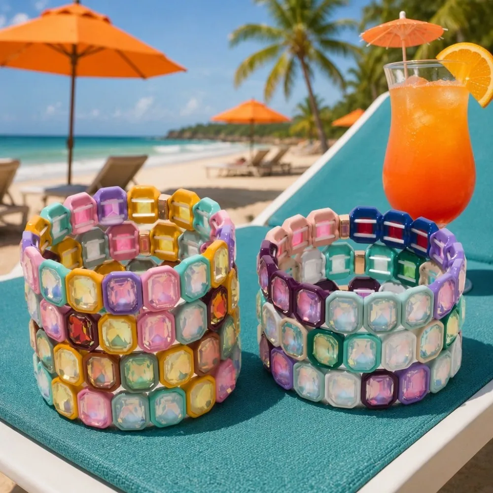 2026 12x14mm Kristallperlen Chunky Armbänder für Damen, Böhmisches Buntes Zirkonia-Armreif-Handschmuck – Detail 18