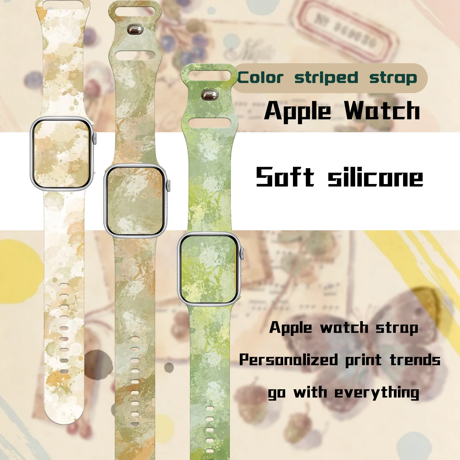 

Summer Bubble Series Printed Strap for Apple Watch 10 9 8 7 SE Silicone Band Replaceable Bracelet for iWatch 42mm 41mm 40mm 38mm