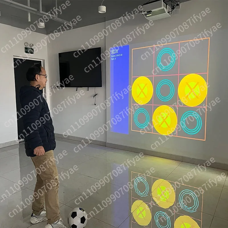 indoor funny interactive projection game system 0.3 milliseconds instant response interactive digital tic-tac-toe football