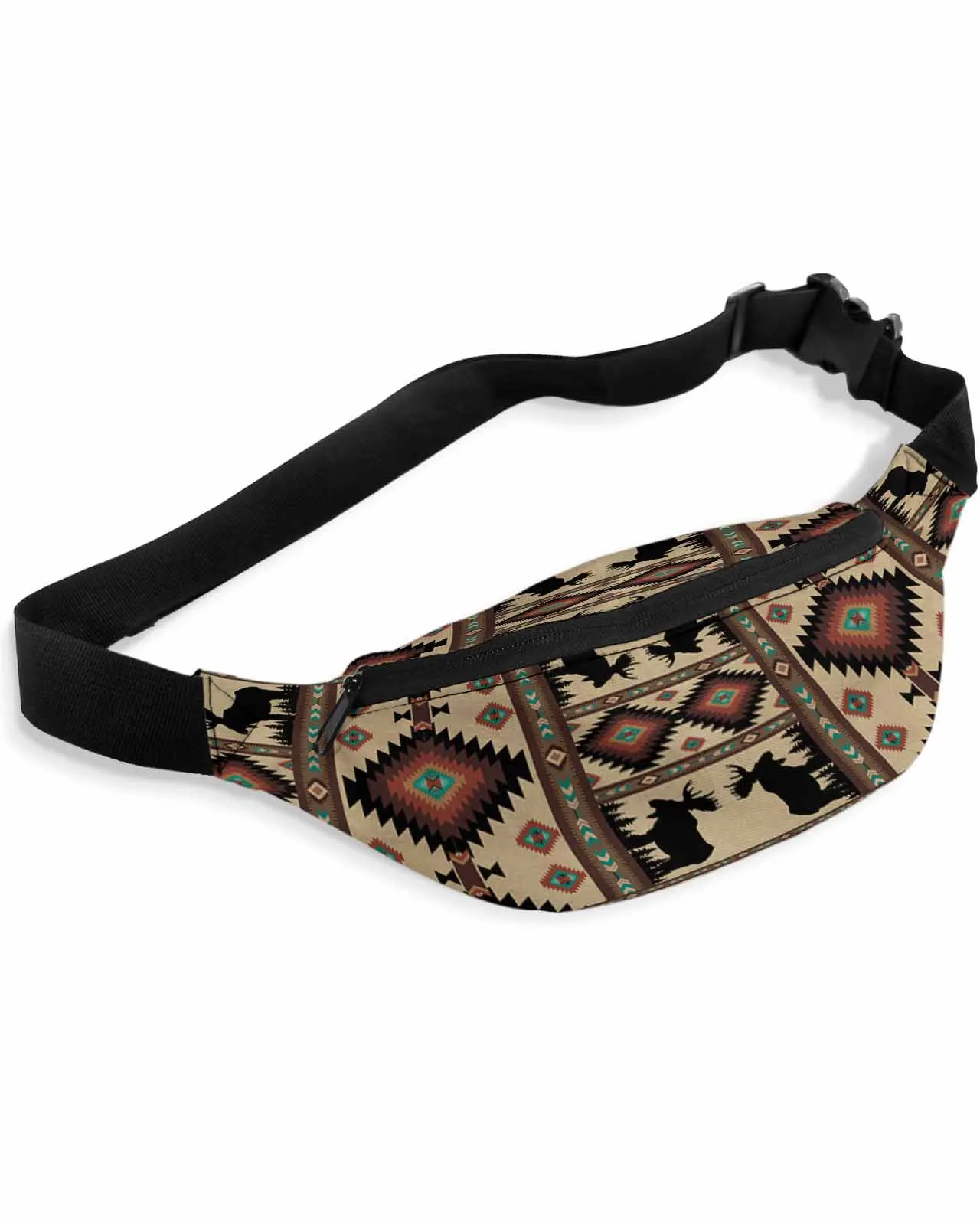 Autumn Forest Bear Deer Bohemian Geometric Retro  Women Waist Bag Fanny Pack Belt Bag Wallet Pouch Waterproof Banana Hip Bags