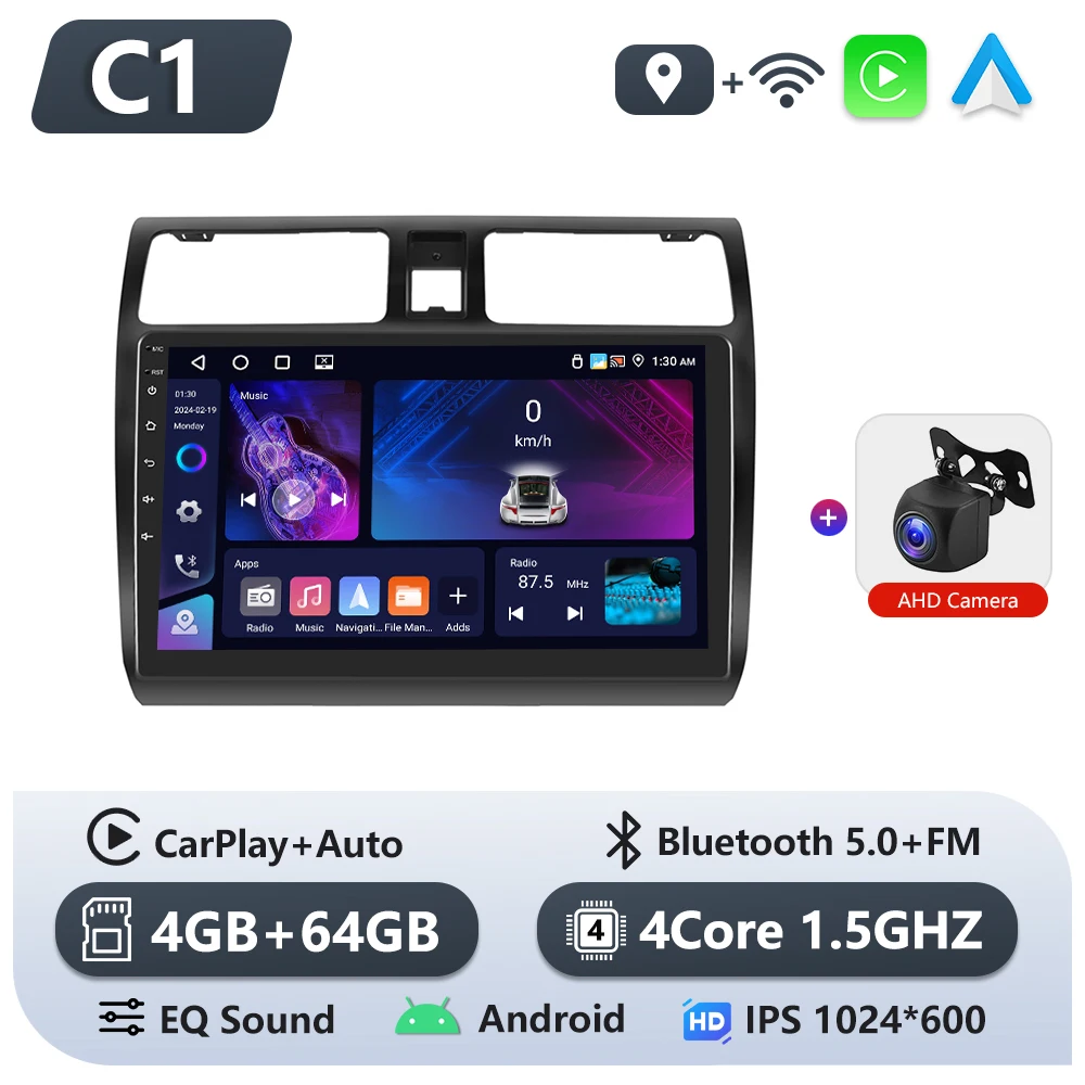 Podofo 6 + 128G CarPlay Android Auto 2 Din Autoradio voor Suzuki Swift 2005-2010 Multimedia Video speler GPS Stereo WIFI Head Unit