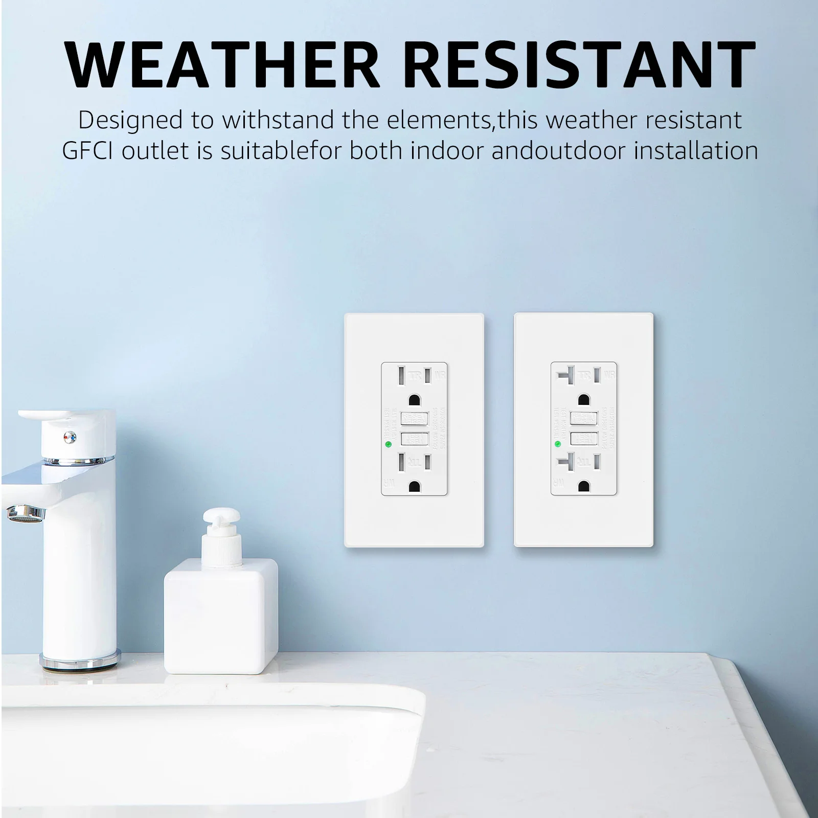 GFCI Outlet Receptacle 15/20A GFCI Replacement Weather Resistant Tamper Resistant White Electrical Outlets for Outdoor/Kitchen