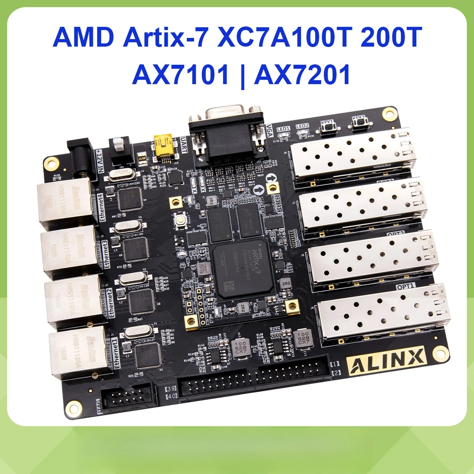 AX7101 AX7201 Artix-7 XC7A100T XC7A200T FPGA Development Board A7 SOM SFP