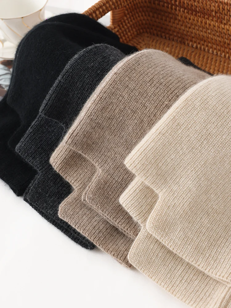 100% Pure Cashmere Leg Warmers Women Ribbed Knit Boot Toppers Slouchy Socks High Low Hem Boot Cuffs Heel Cover Calf Sleeves view 4