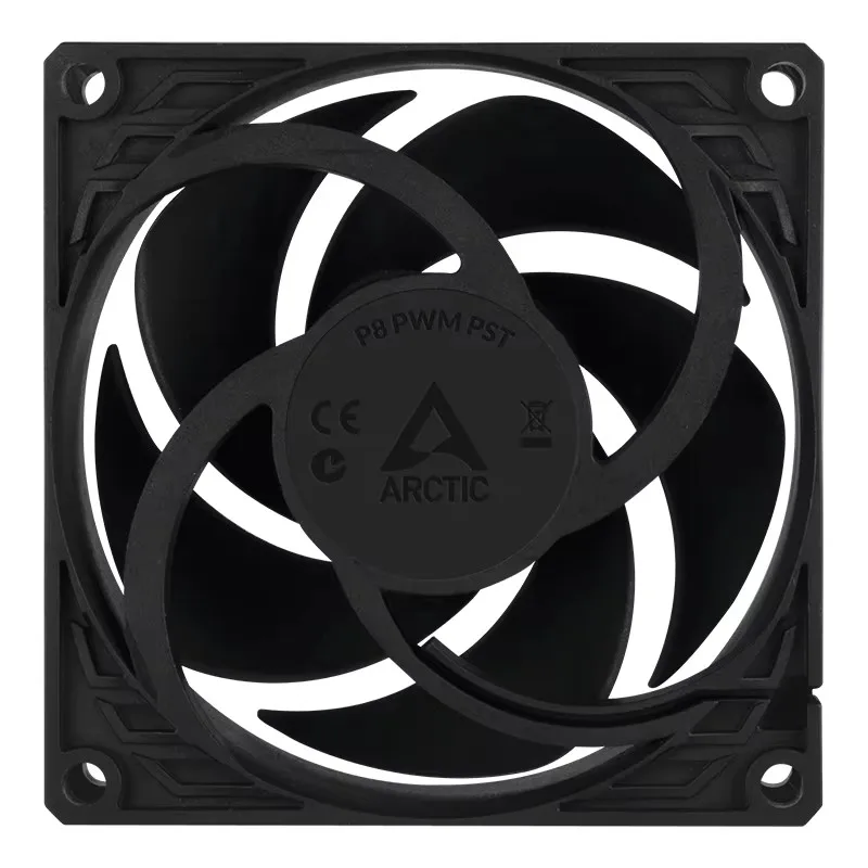 ARCTIC P8 PWM PST Black 80mm Case Fan with PWM Sharing Technology (PST), Pressure-optimised, Quiet Motor, Fan Speed:200–3000 RPM