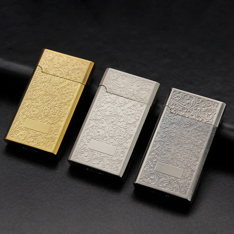 Broad Inflatable Metal Bronze Retro Craft Windproof Lighter, Grinding Wheel Ignition Simple and Elegant Cigarette Lighter Gifts