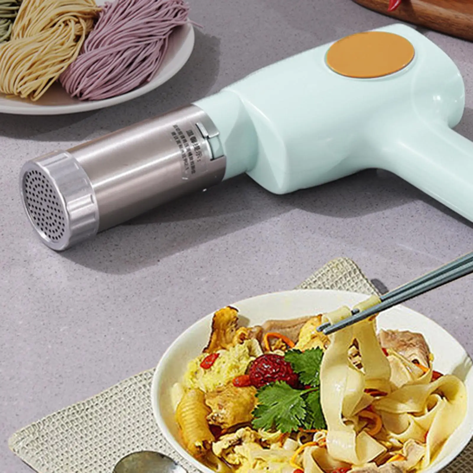 

Electric Pasta Maker 5 Heads Noodle Press Machine for Lasagna Macaroni Ramen Blue