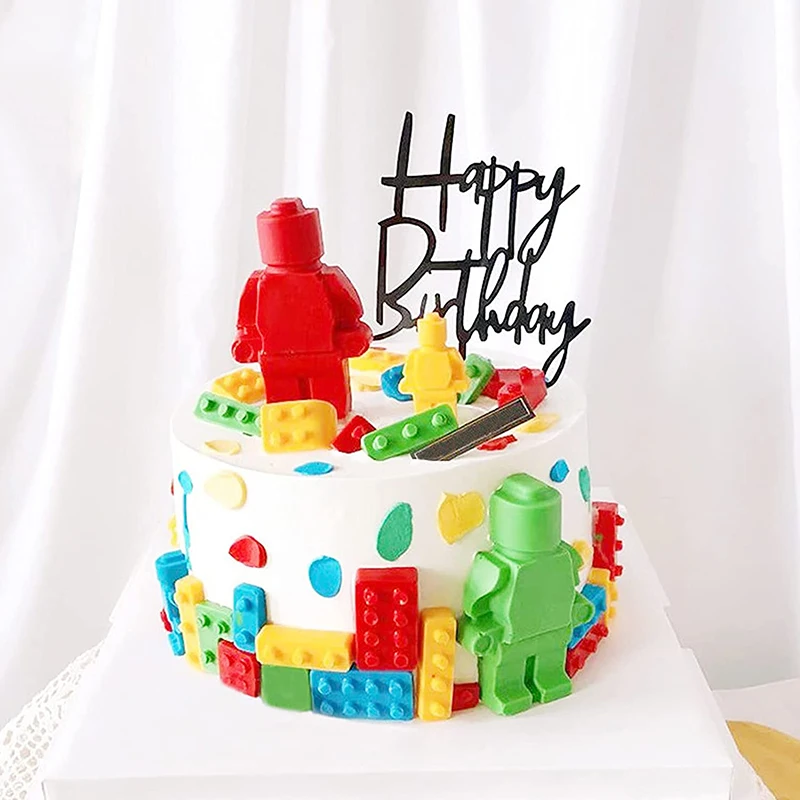 Building Bricks Robots Fondant Silicone Mold For Cake Border Decorating Cupcake Topper DIY Candy Chocolate Crafts Clay Tools