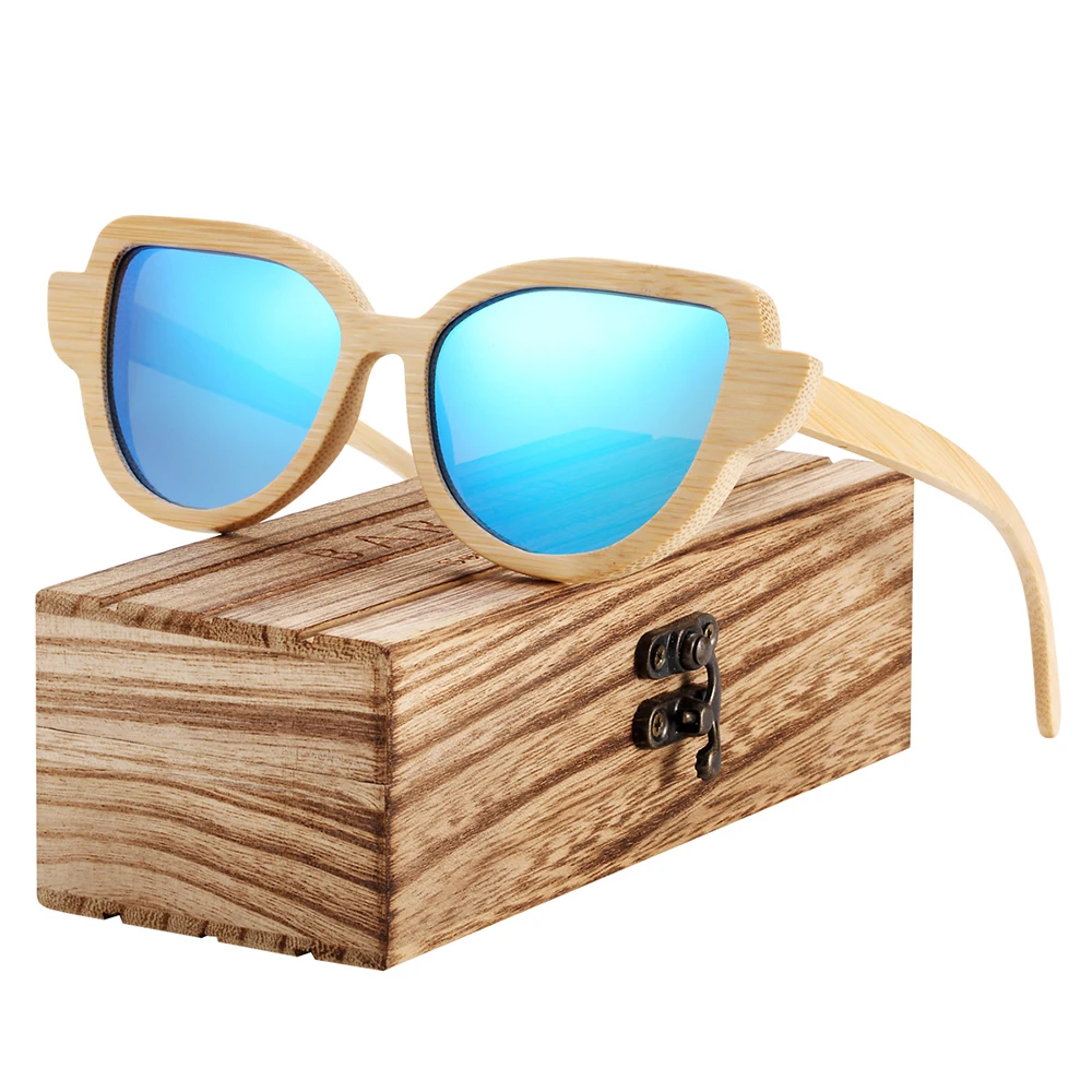 

Cat Eye Wood Sunglasses for Women Bamboo Sun glasses Lady Eyewear Anti-Reflective Oculos Accessory