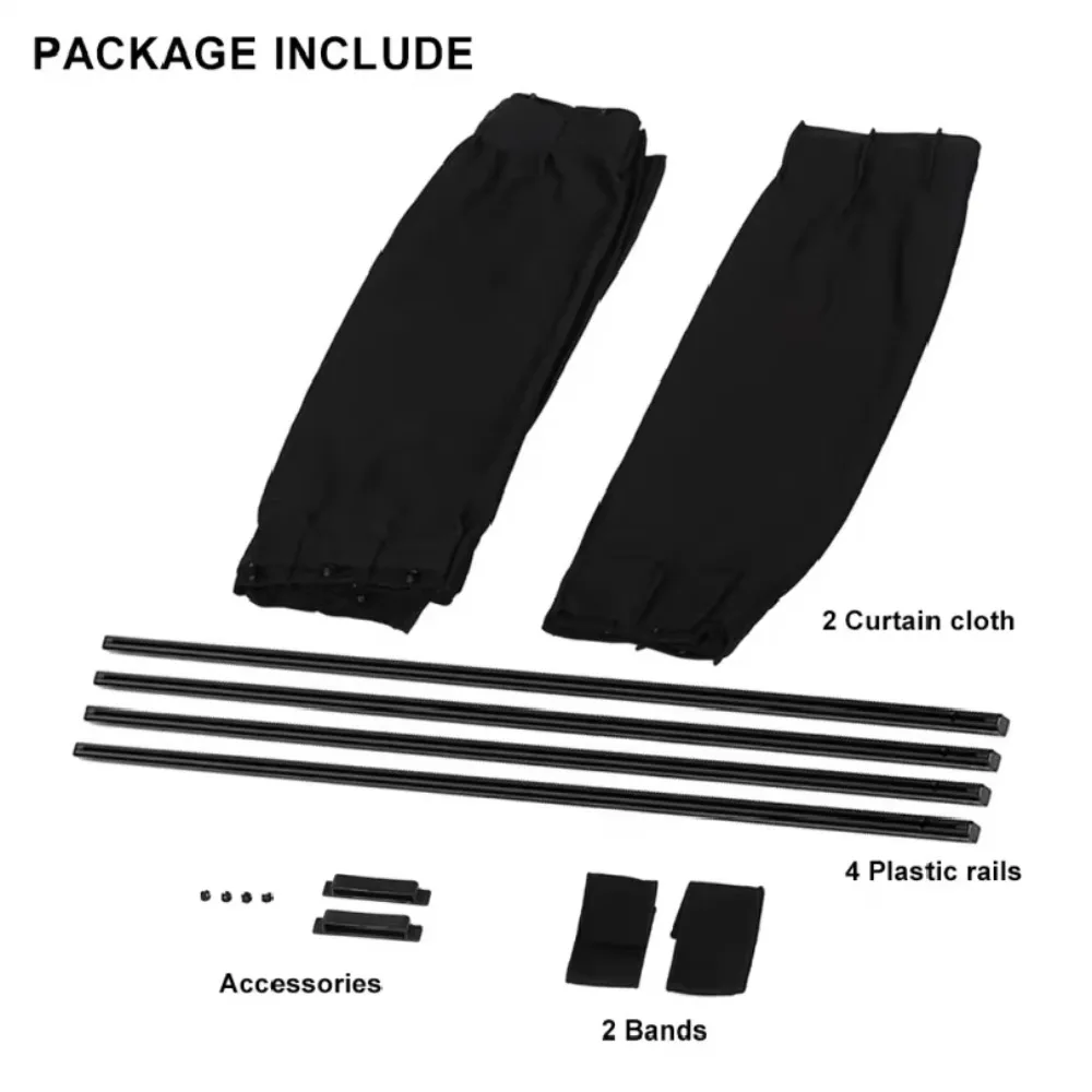 2pcs Universal Car Sun Shade Side Window Curtain Auto Foldable Uv Protection Black Pure Cloth Sun Visor Blinds Cover Car-Styling