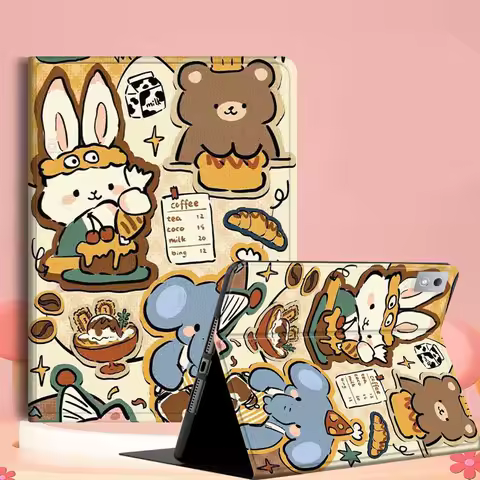 Cartoon Animal Retro Pattern For Lenovo Tab Xiaoxin Pad 700 Y900 Gen4 K10 P11 GT K11 3rd P11 P12 Plus Pro Gen Tablet Case