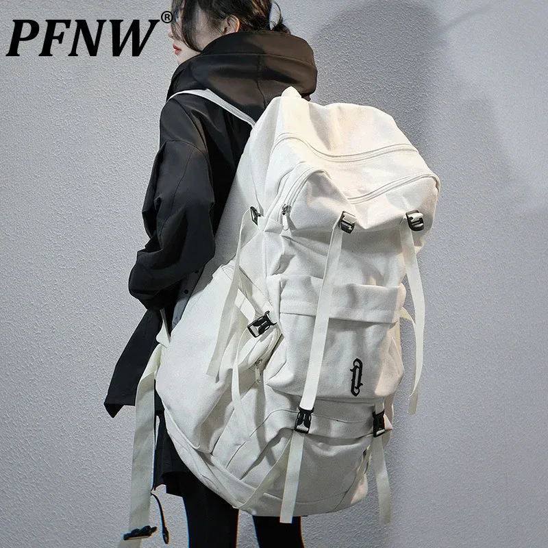 PFNW Casual Large Capacity Backpacks For Men Travel Bag Water Proof Computer Backpack Fashion Black White Two Color Bags 12C1379