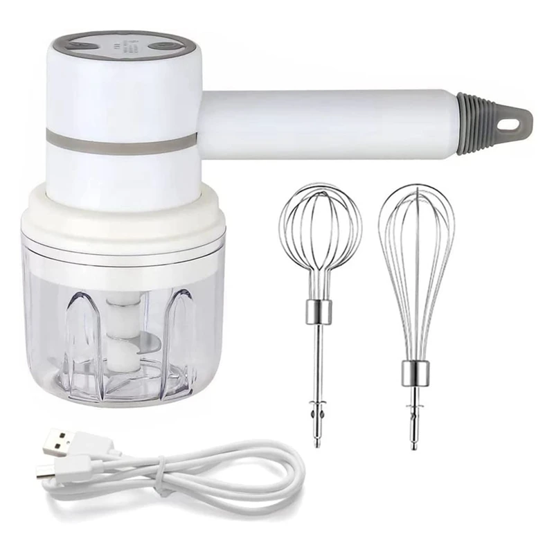 Hand Mixer Cordless Electric Blender Portable Multi-Purpose Food Beater For Mixing Eggs Whipping Cream Chopping Garlic