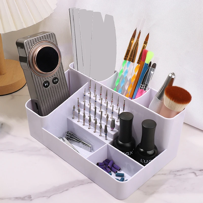Nail Art Plastic Organizer Container Gel Polish Remover Cleaning Cotton Pad Swab Box Storage Case Accessories Tool Clean Desktop