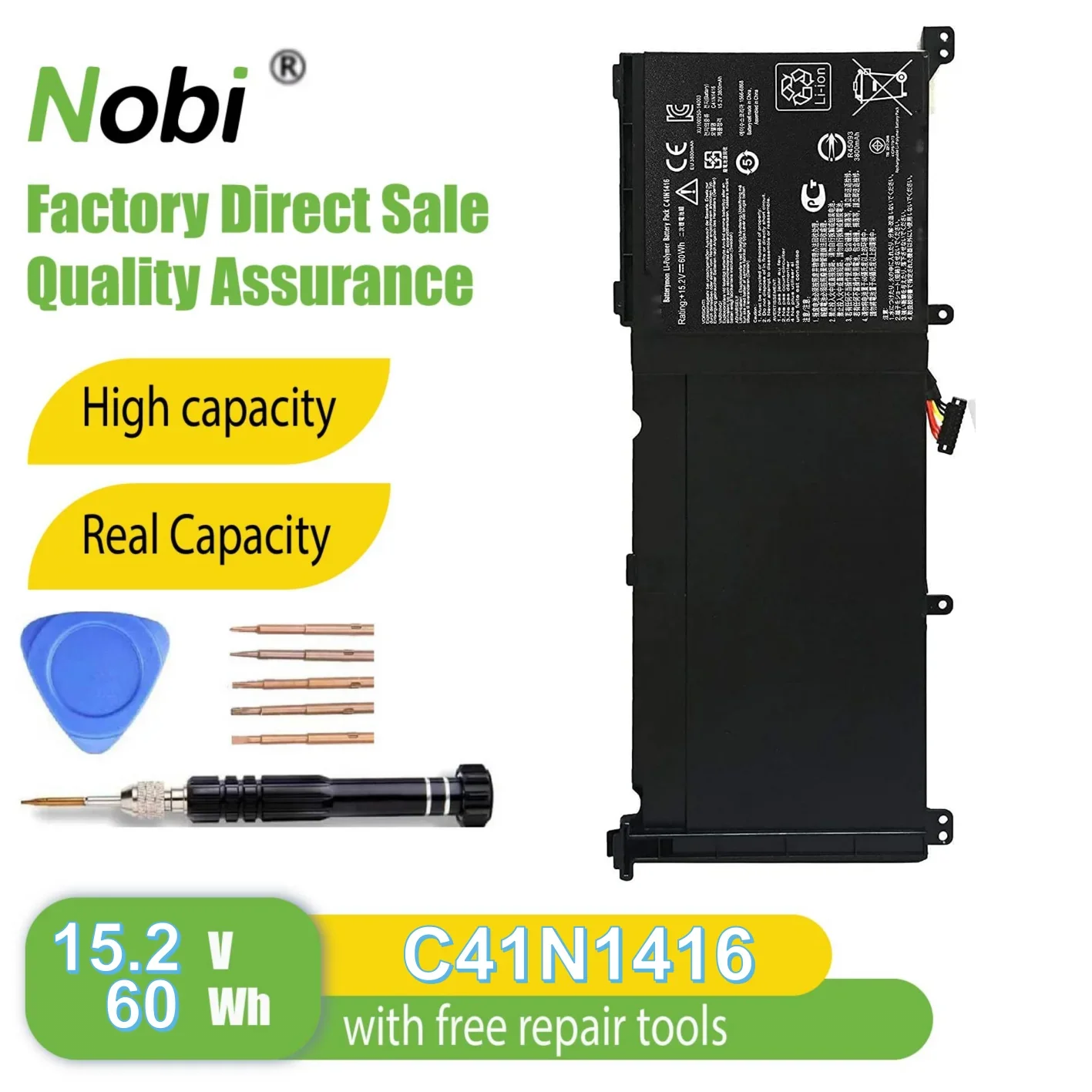 

Nobi C41N1416 battery for Asus ZenBook Pro G501 G501VW G501VJ G501JW G601J N501J N501JW N501L UX501JW UX501VW UX501LW Series