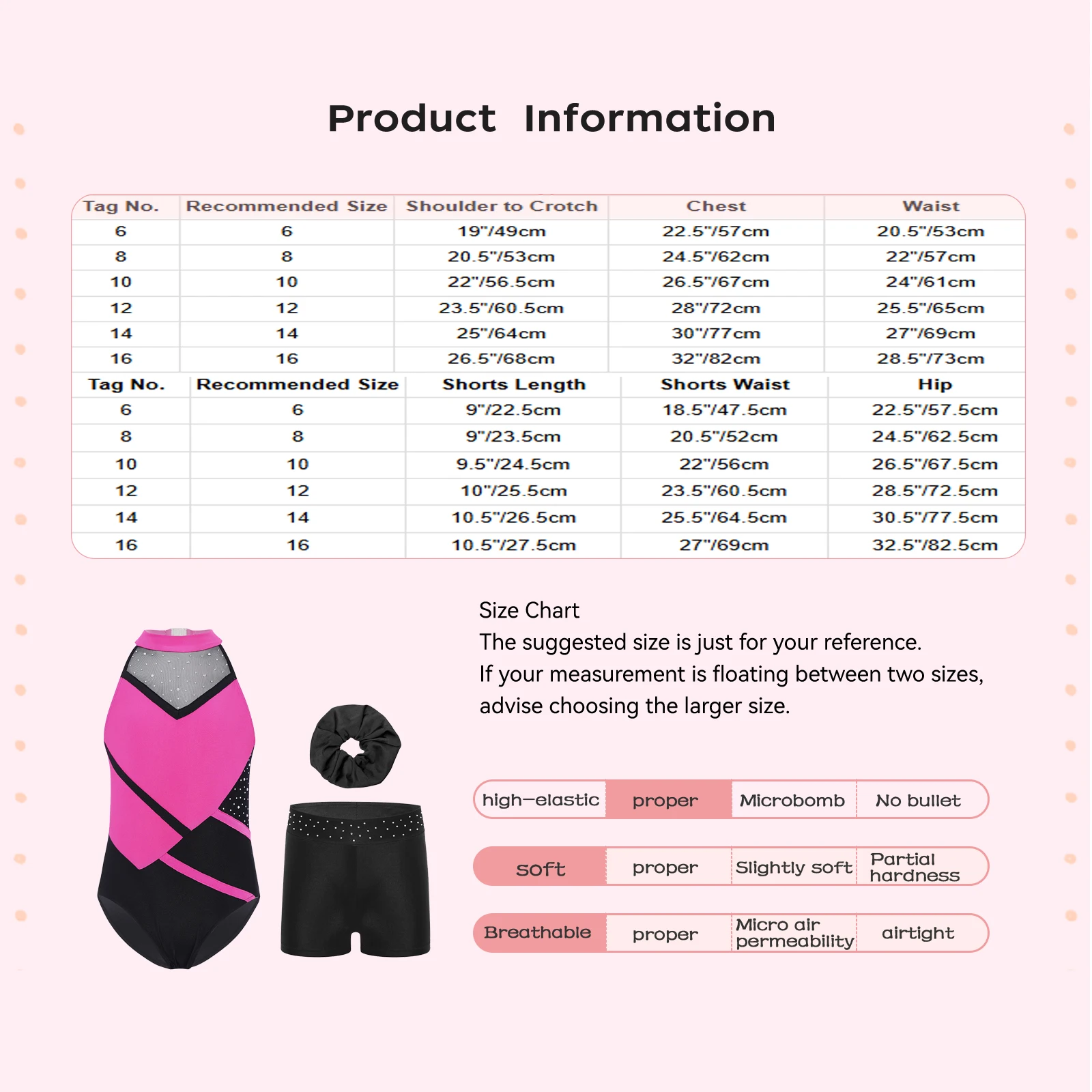 

Girls Ballet Gymnastics Outfit Sparkly 3 Piece Set Color Block Ballet Leotard with Shorts Headband for Dance Practice Training