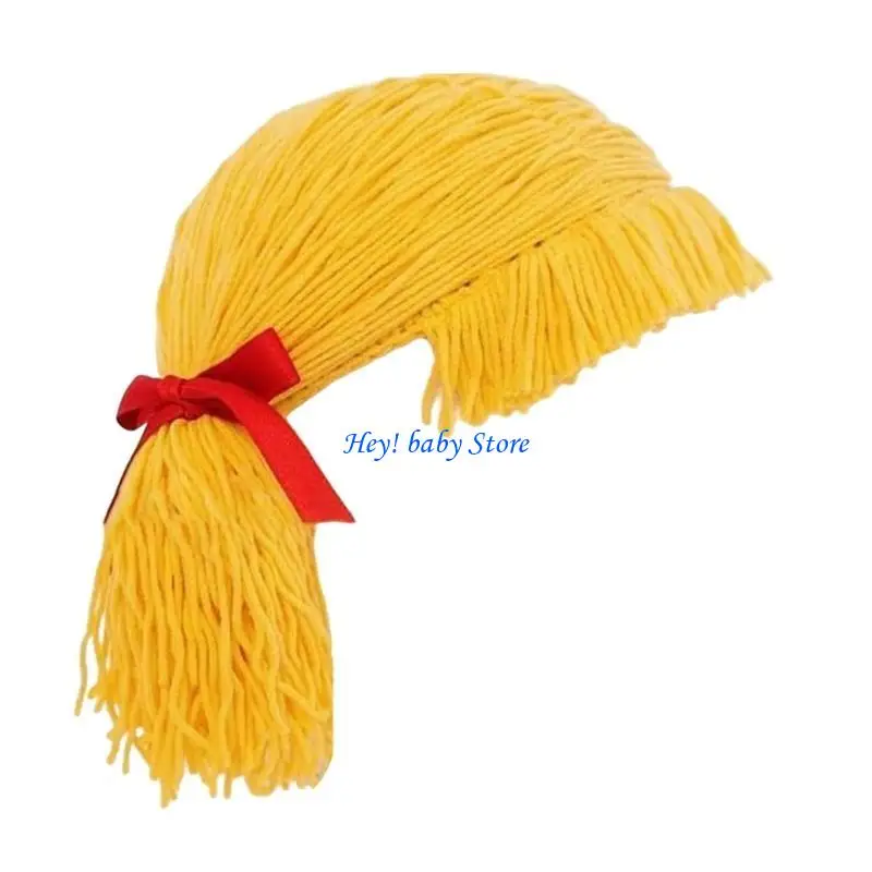 

Q1FE Handcraft Kids Hat for Winter Warmth and Charm Middle Part Braid Hairpiece Bonnet Caps Cosplay Headgear