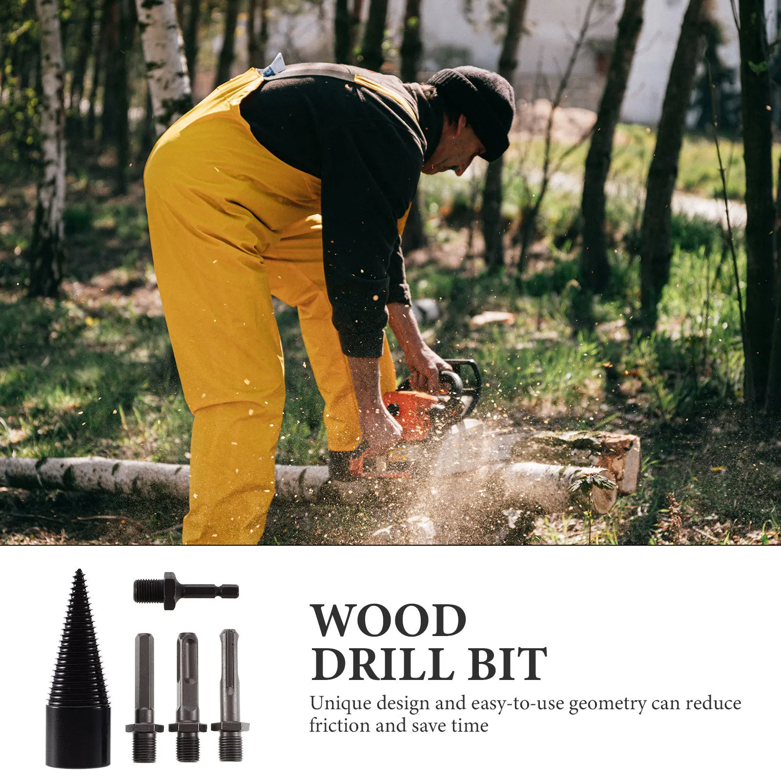 

1Set Firewood Splitter Drill Bit Wood Splitter Carbon Steel High Hardness Woodworking Log Splitting Wood Drill Bit