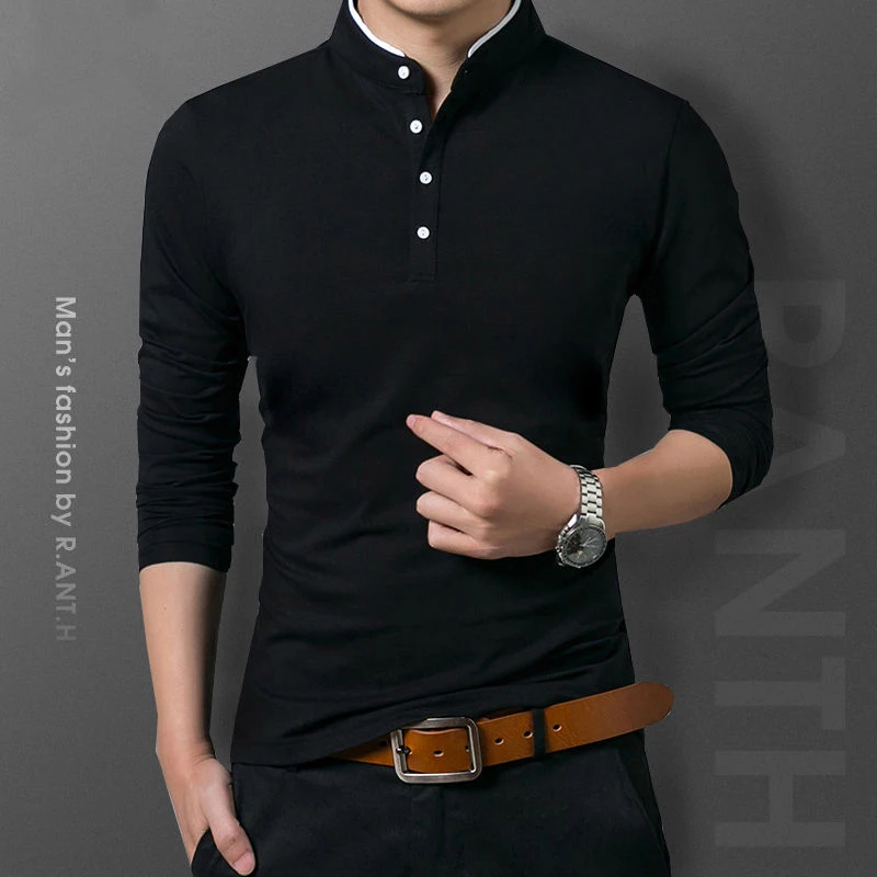Men's Business Casual Long Sleeve Polo T-shirt Summer Comfortable Breathable Top for Formal Occasions - Image 3